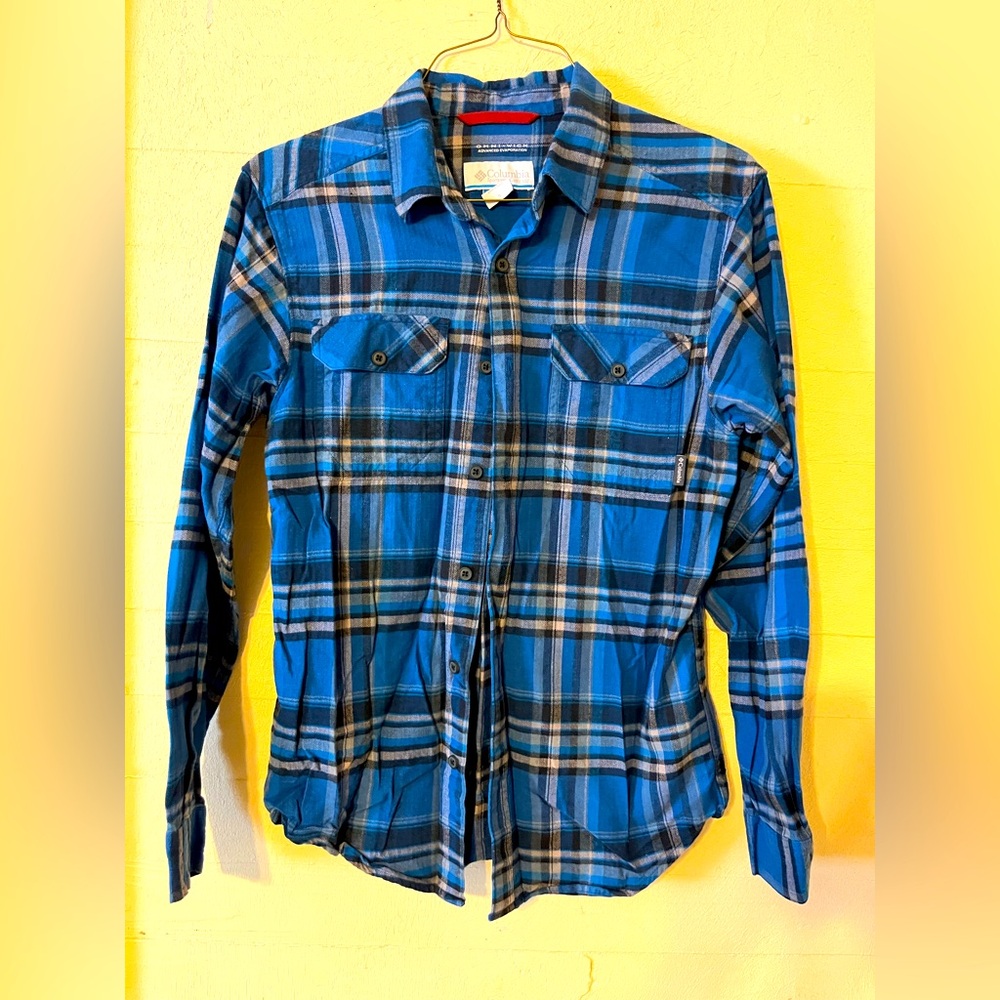 Old Navy Blue Casual Button Down Shirt Vibrant Plaid